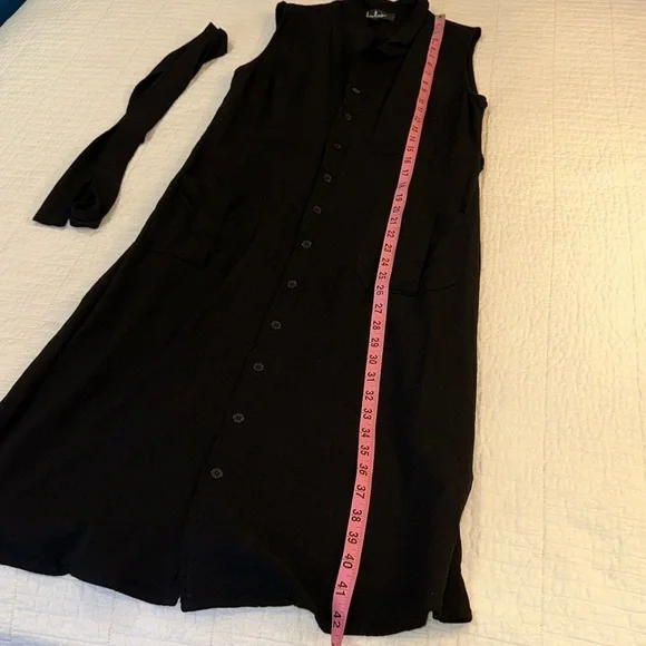Lulu’s Medium Shirt Dress Fitted Black EUC stretch Button Down - Picture 9 of 9